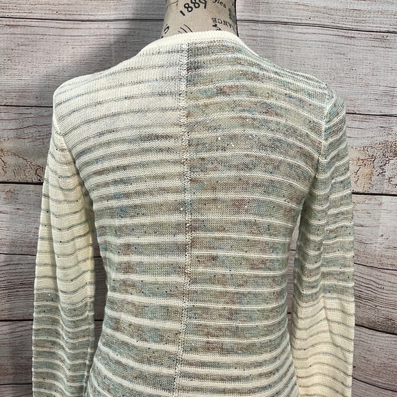 Peace of Cloth Sweater Sequins Crewneck Striped Pop of Sparkle Cotton Linen XS - Picture 5 of 9